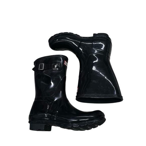 Hunter Original Short Black Gloss Waterproof Rain Boots Comfortable Black Size 7 - Picture 7 of 11